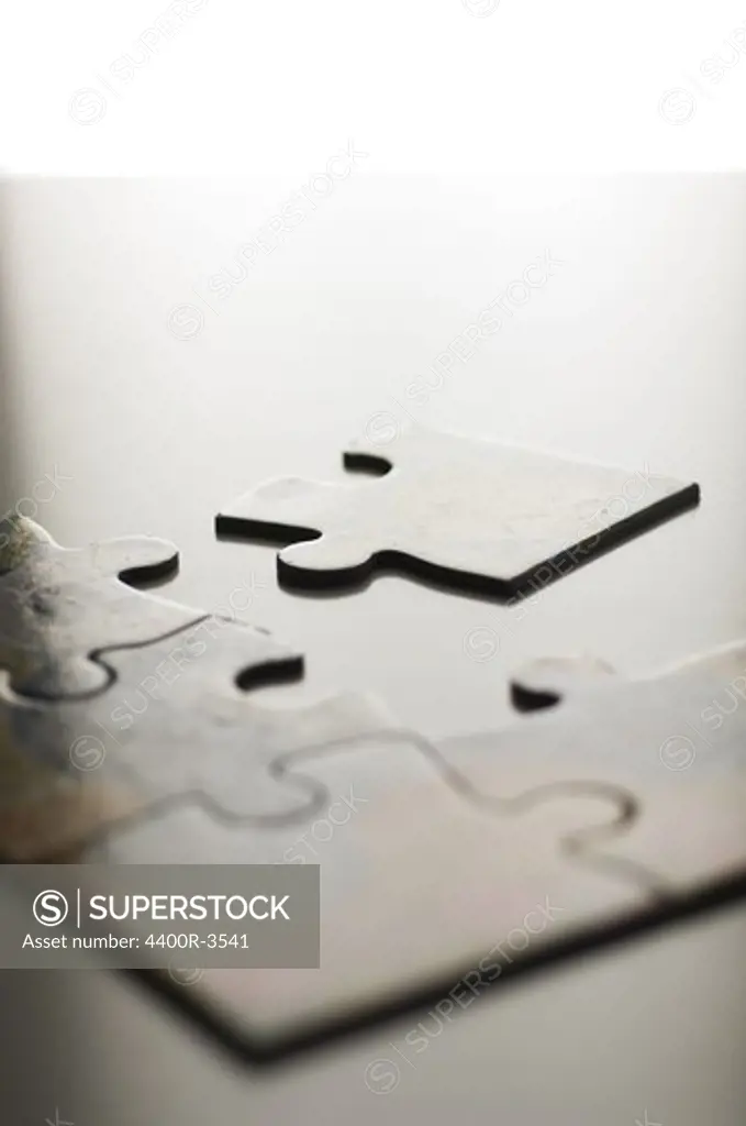 Jigsaw pieces, close-up