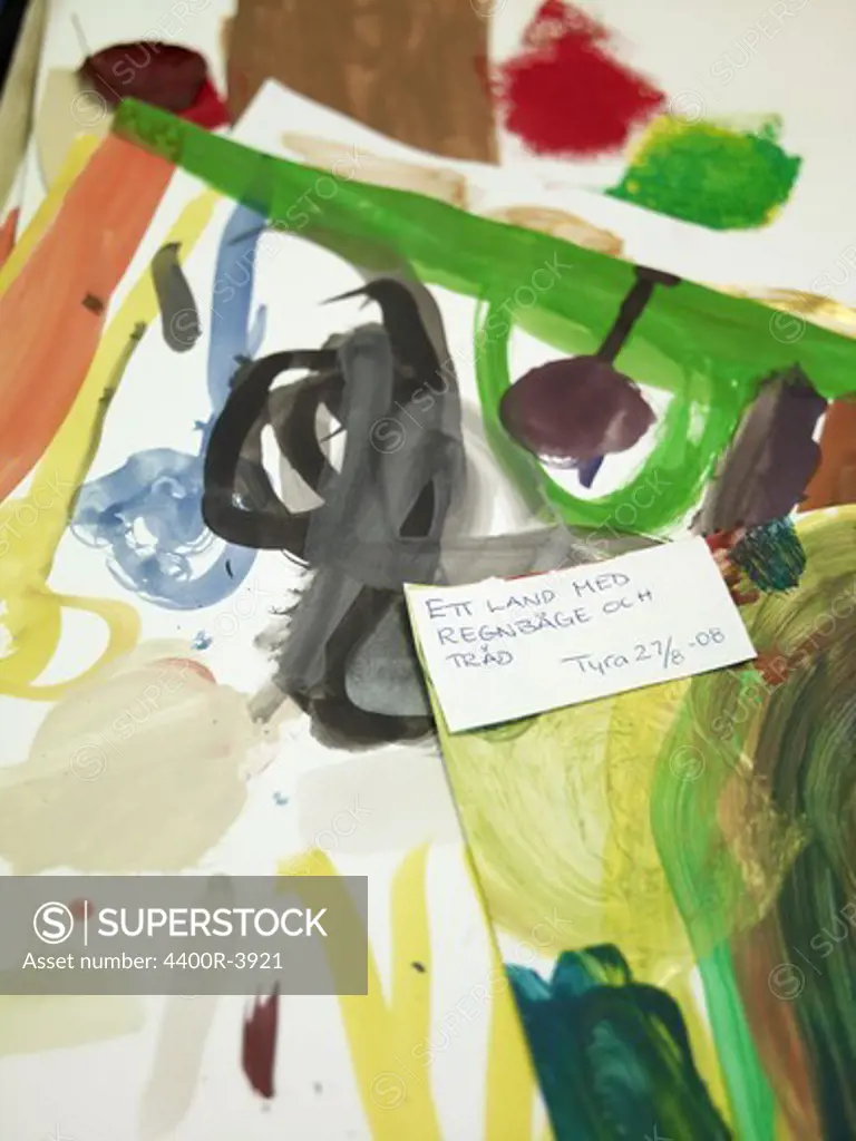 Child''s paintings, close-up.