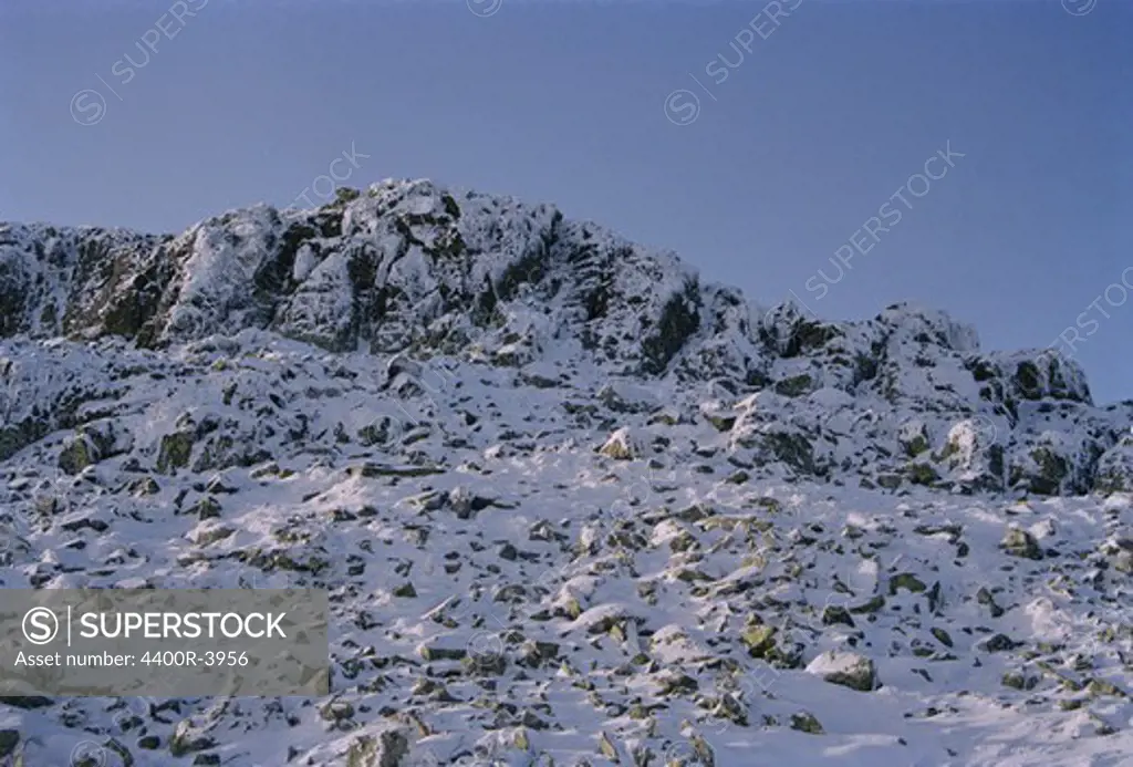 Topp of  a mountain with snow