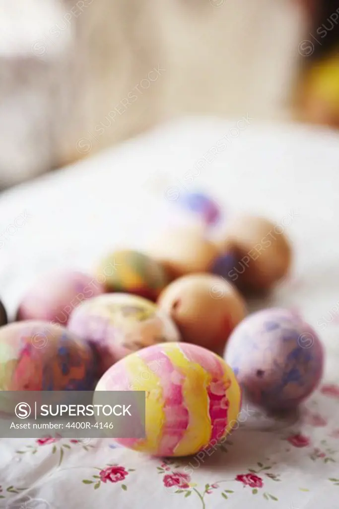 Painted eggs for eastern, close-up.