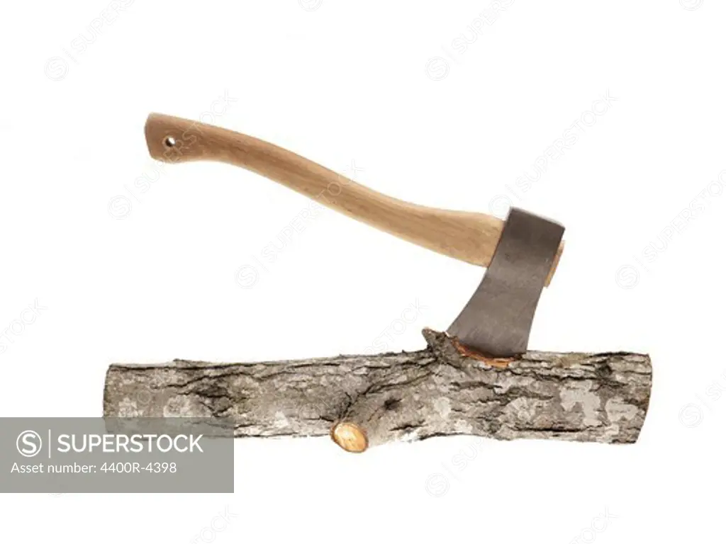Ax in a log.