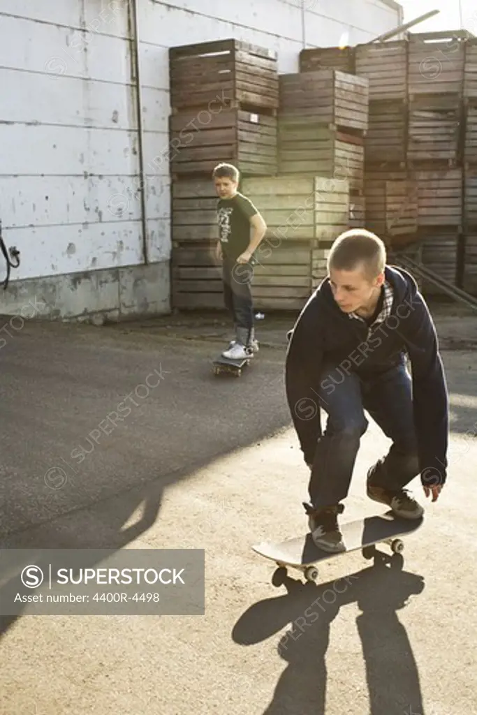 Teenagers on skateboards