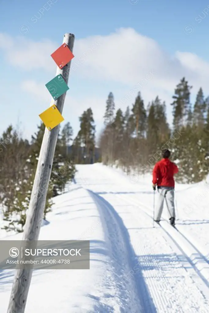 Man skiing in snow