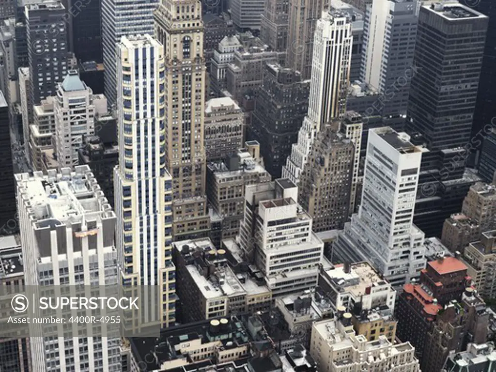High angle view of Manhattan architecture