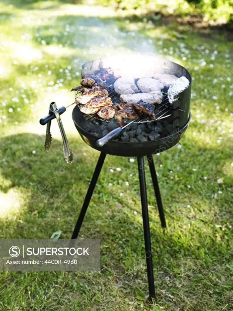 Barbecue grill on lawn