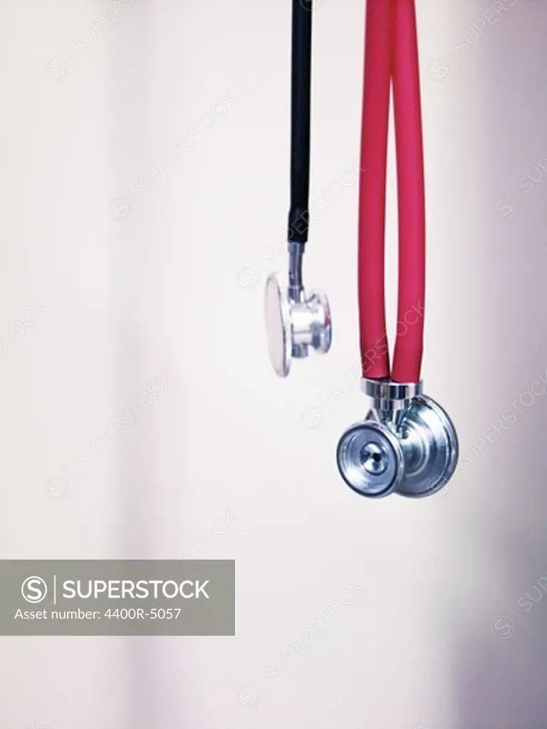 Red and black stethoscopes