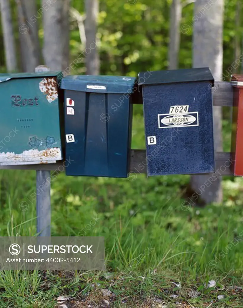 Mailboxes in a row, Sweden.