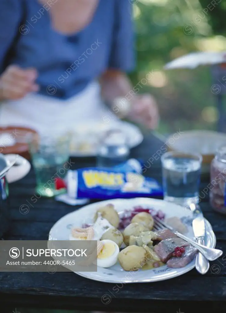 Midsummer lunch, Sweden.