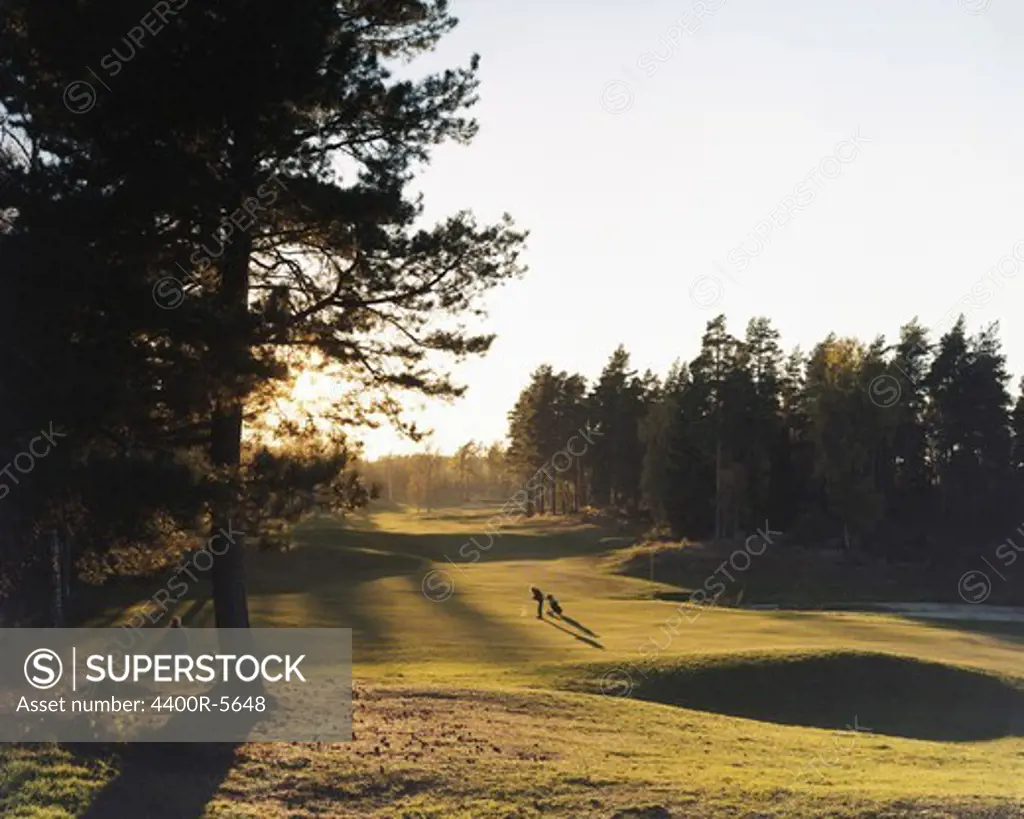 A golfer on a golf course, Sweden.