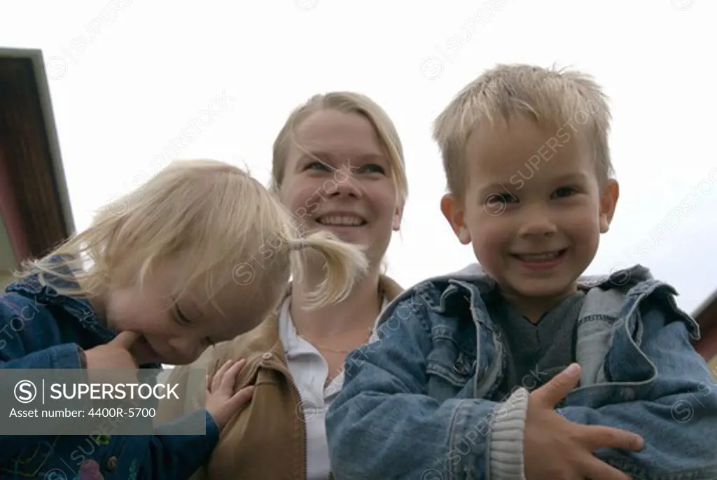 Mother and children, Linkoping, Sweden.