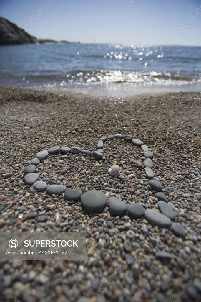 Pebbles formed in the shape of a heart, Stockholm archipelago, Sweden.
