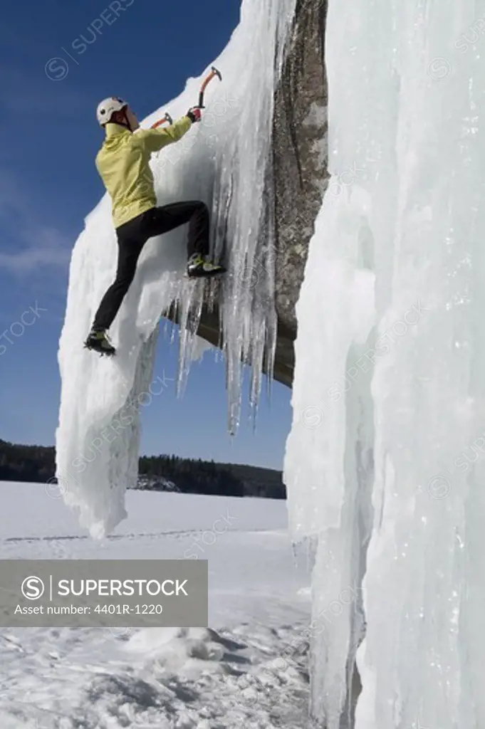 Ice climbing, Sweden.
