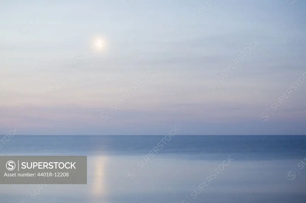 Scandinavia, Sweden, Skane, View of sea with moon