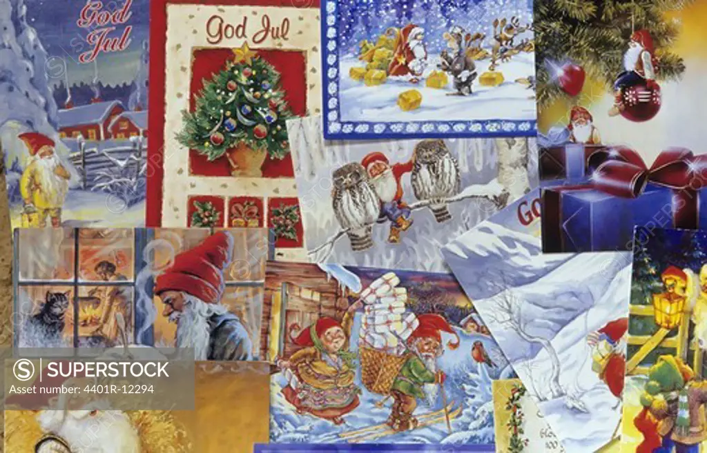 Scandinavia, Sweden, Vastergotland, View of Christmas cards, close-up