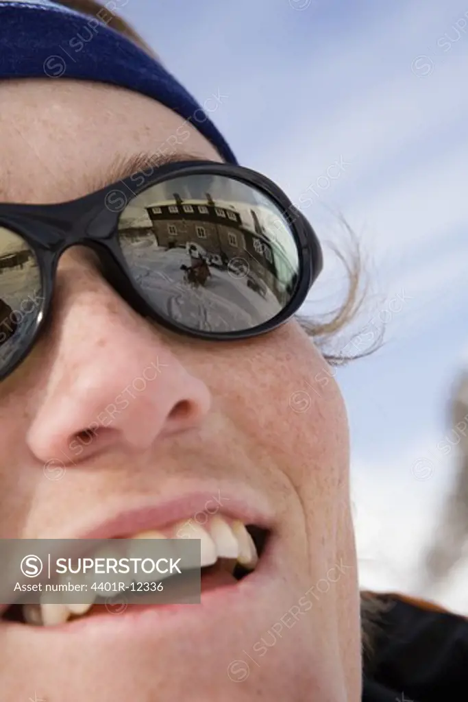 Skier enjoying the sun, Sweden.