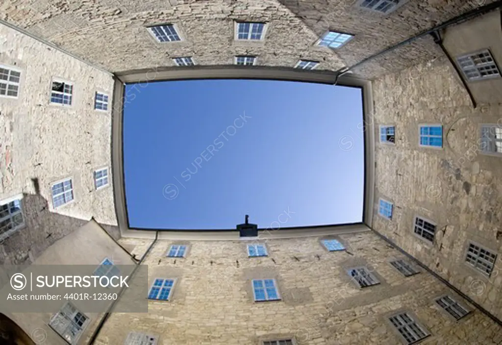 Fraction of sky as seen from inner courtyard, view from below