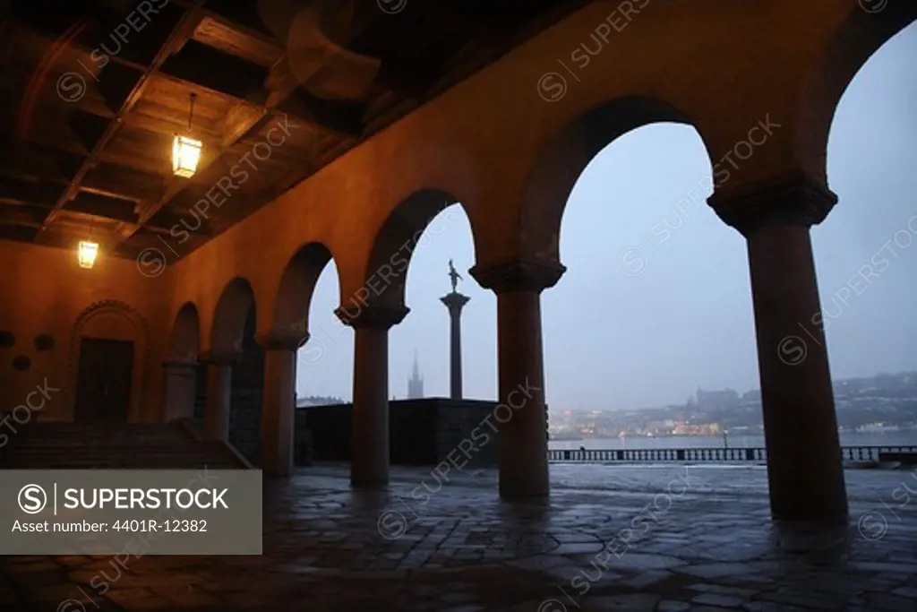 Arches and columns of Stockholm City Hall