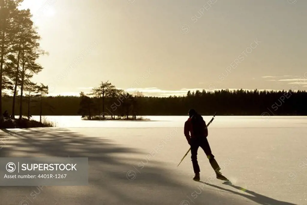 A skater against the light, Ostergotland, Sweden.