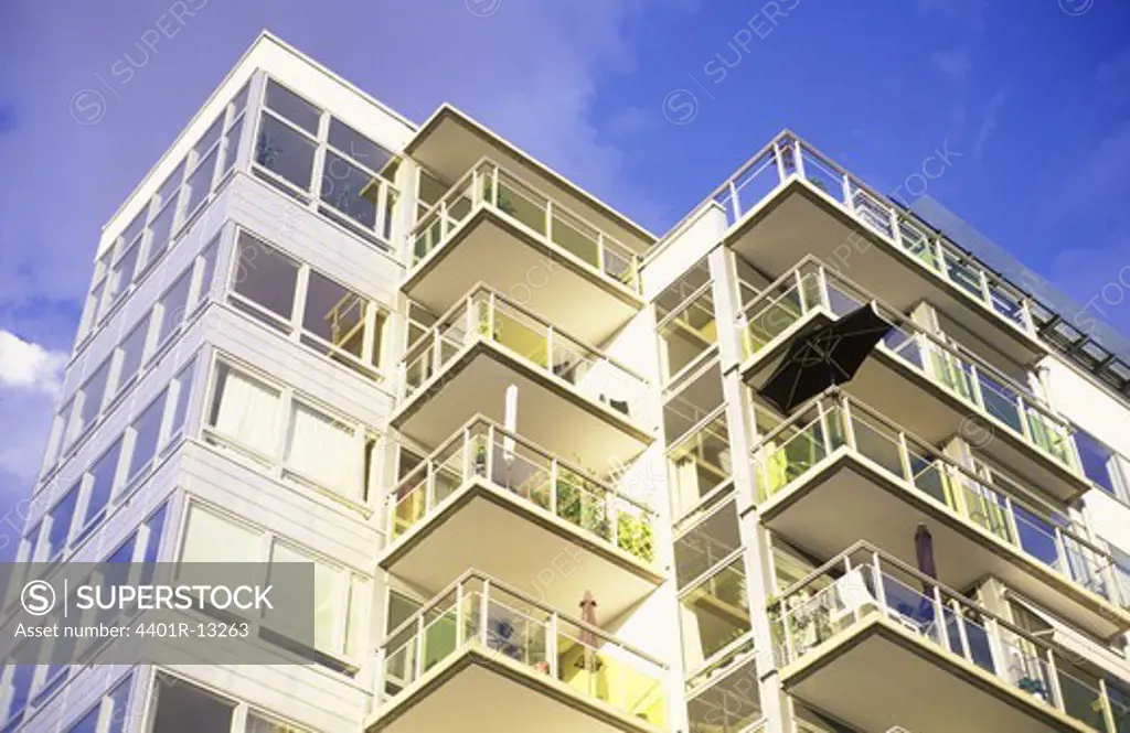 Low angle view of modern apartment building