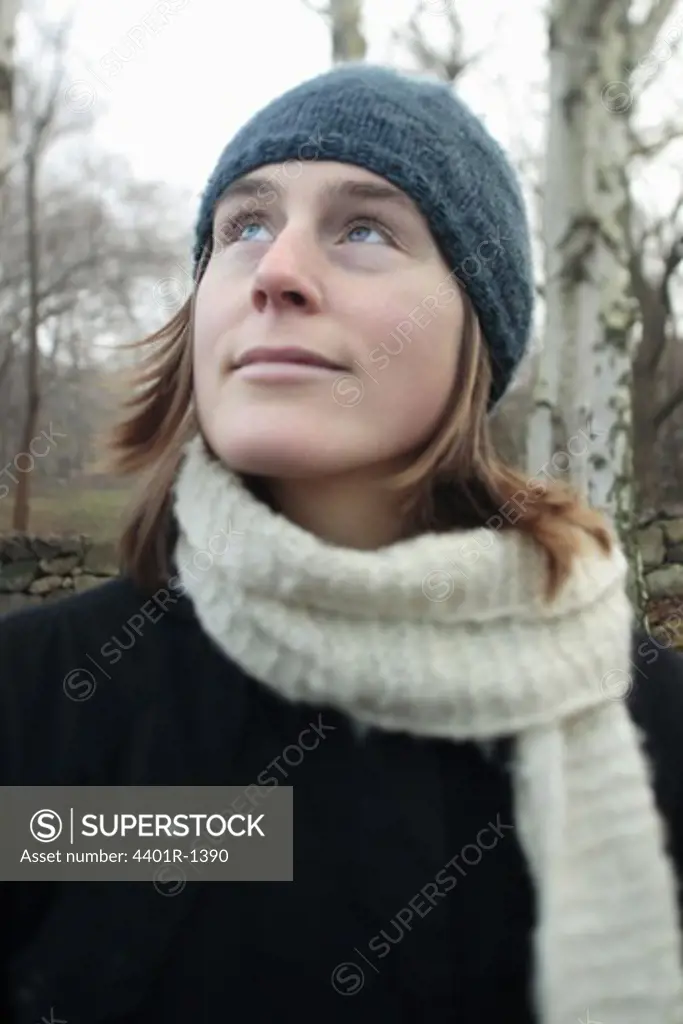A woman in the forest, Sweden.