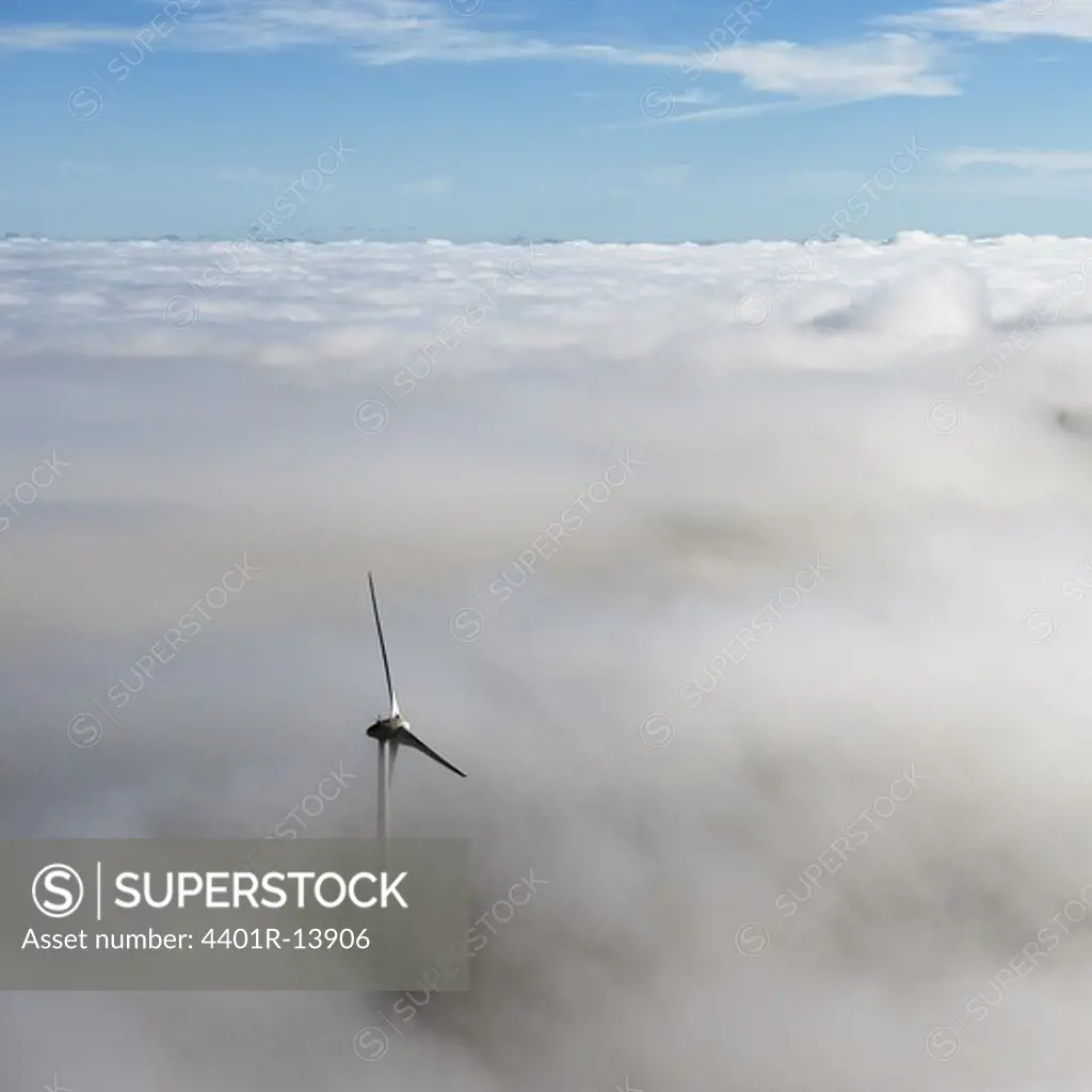 Wind turbine with clouds