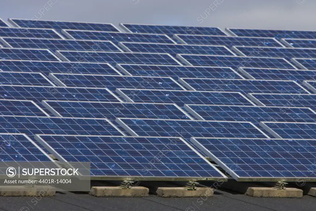Solar cells on roof, Sweden.