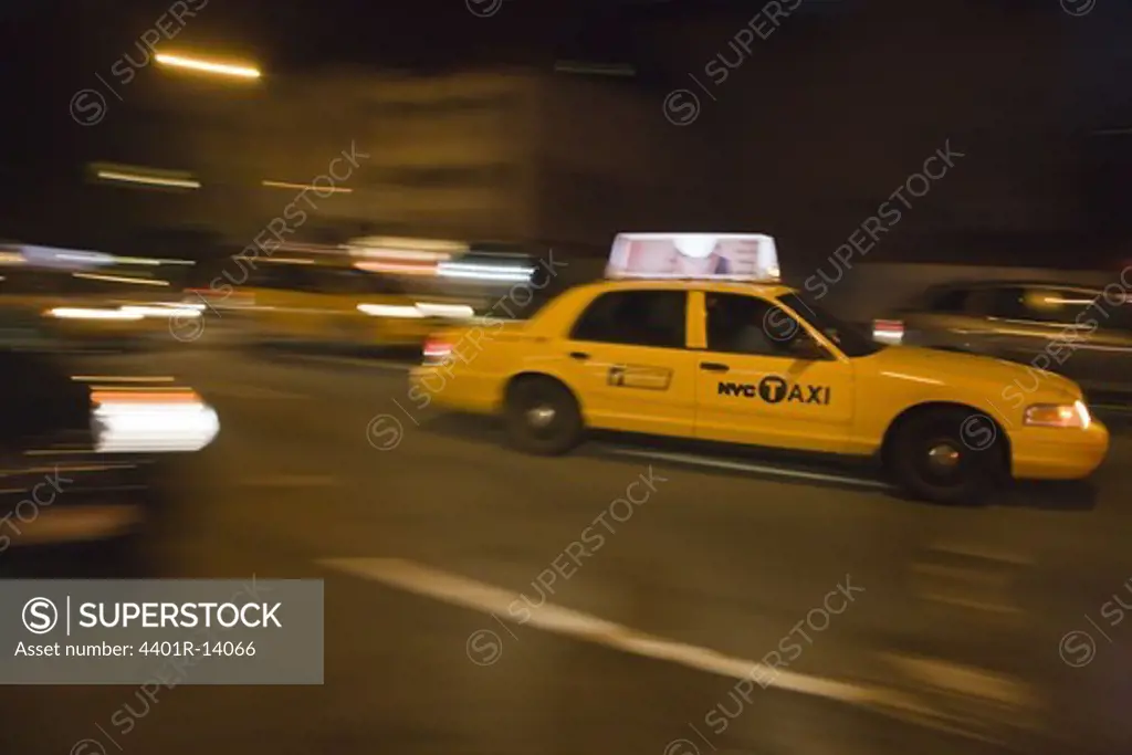 Yellow cabs in New York, USA.