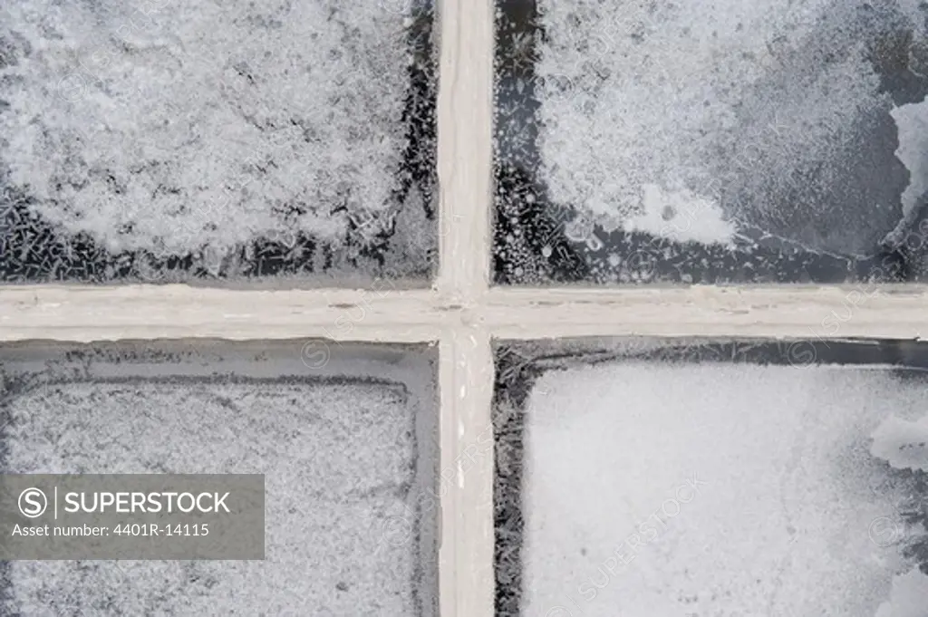 Close-up of frozen window