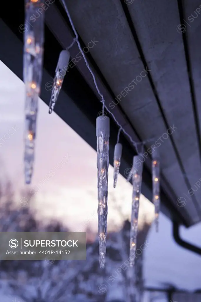 Icicles hanging on roof