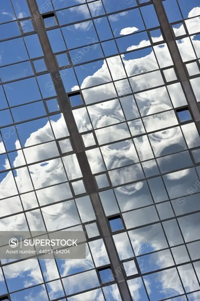 View of sky through grill of hotel window