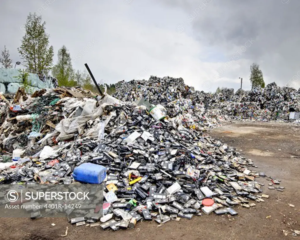 Heap of old plastic rubbish on garbage dump