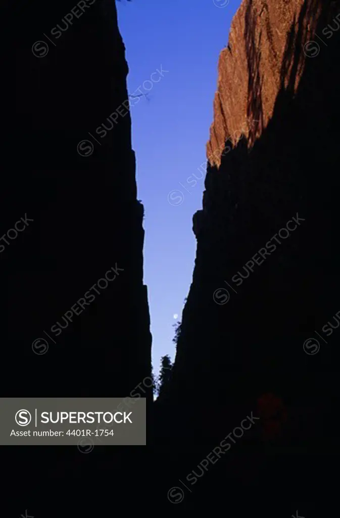 Sky through crevice in rock