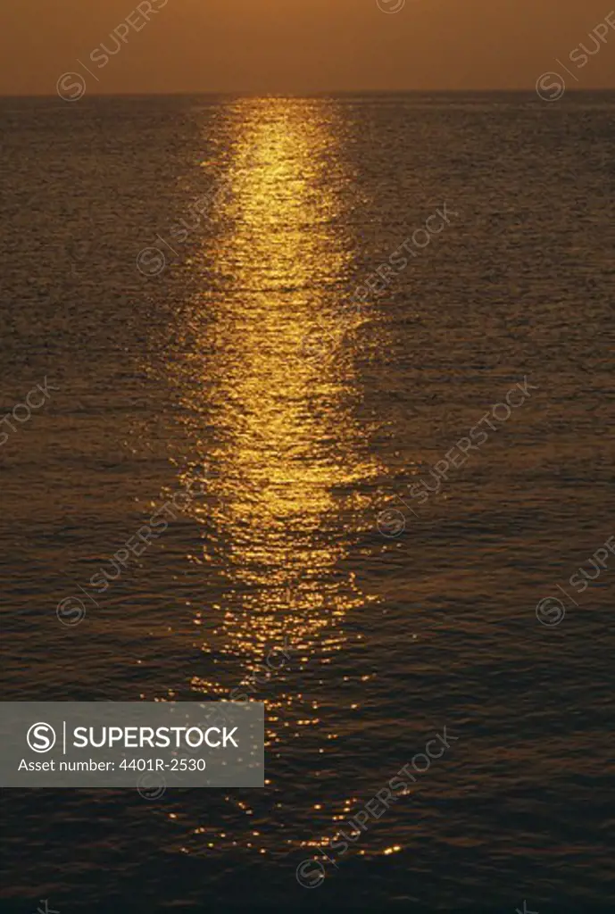 Reflection of sunlight on water