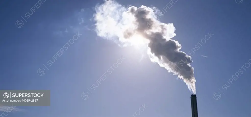 Smoke from a factory chimney, Sweden.