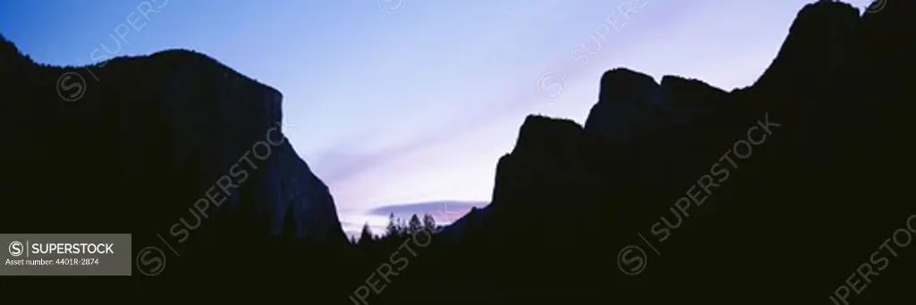 Silhouette of mountains at dawn