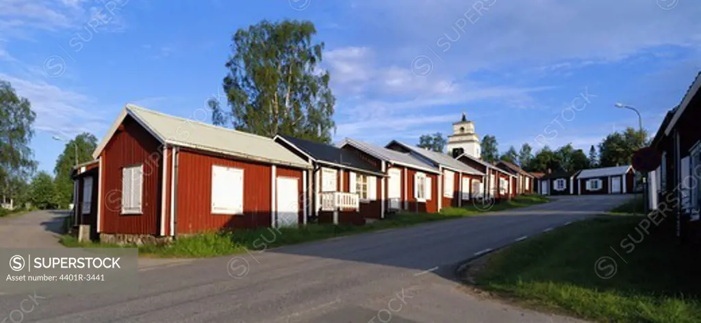 Red cottages that are universal heritage, Gammelstad, Norrbotten, Sweden.