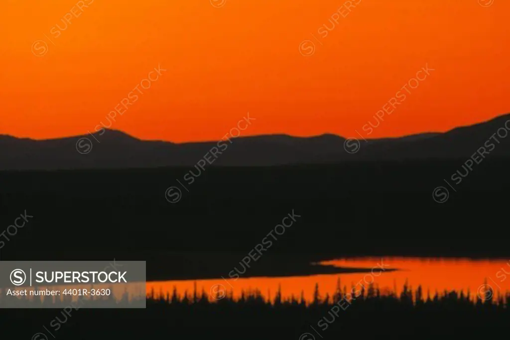 Sunset over mountains,  USA.