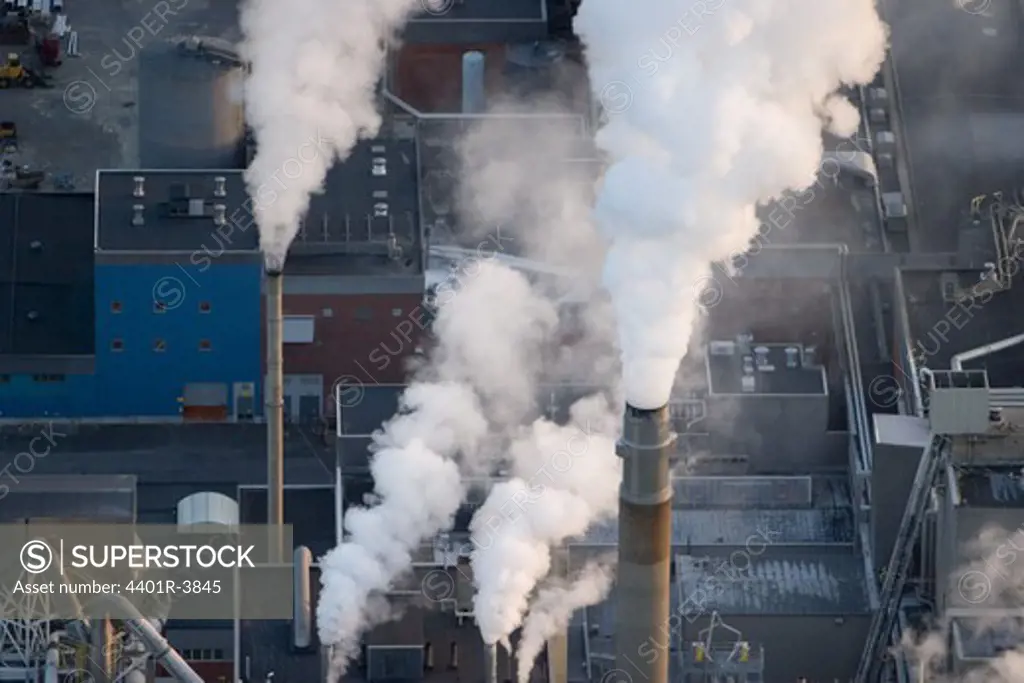 White smoke and smokestacks, Halsingland, Sweden.