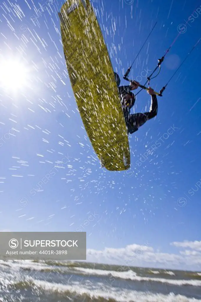 A kitesurfer in action, Sweden.