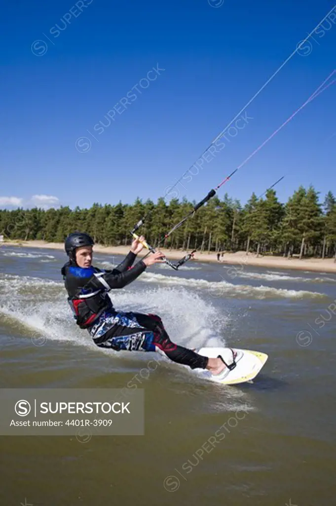 A kitesurfer in action, Sweden.