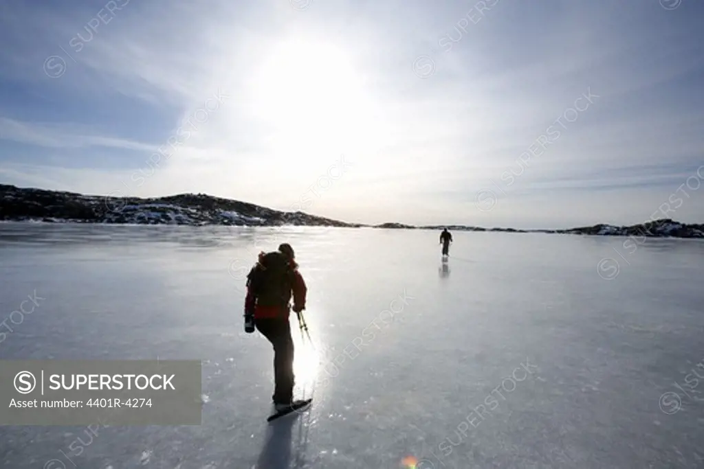 Long distance ice skating, Sweden.