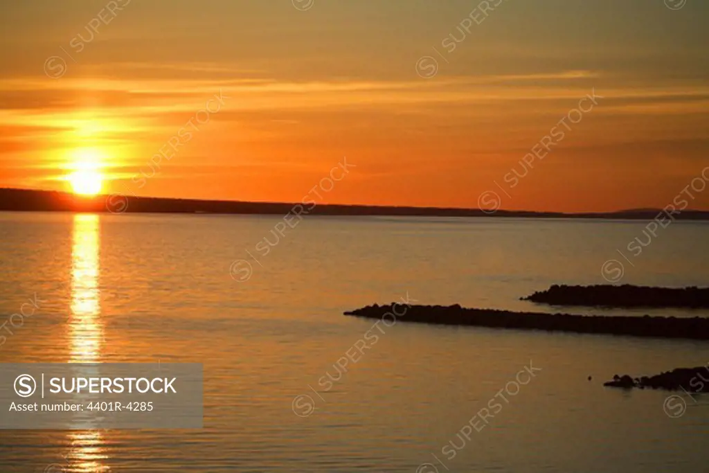 Sunset over a lake, Sweden.