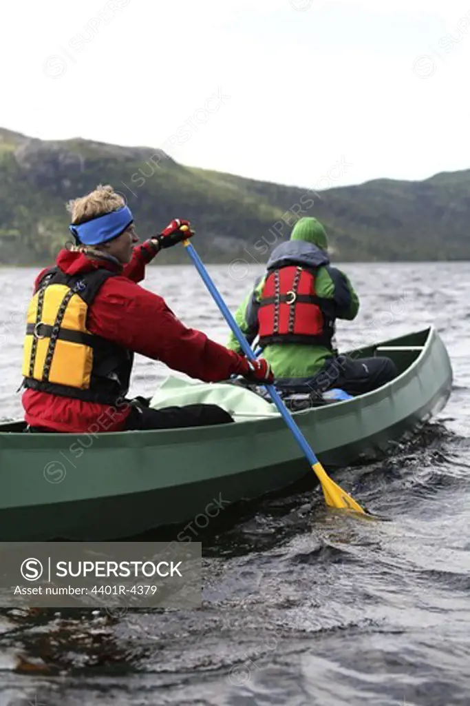 Canoeing in Lapland, Sweden.