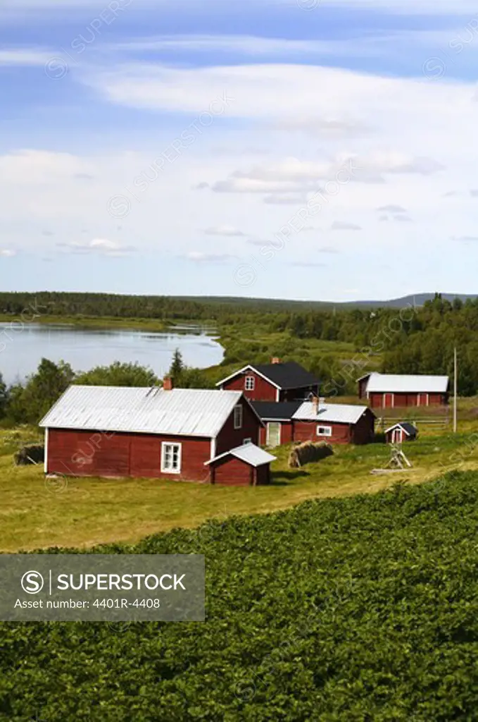 House by the riverside, Parakka, Kalixalv, Lapland, Sweden.