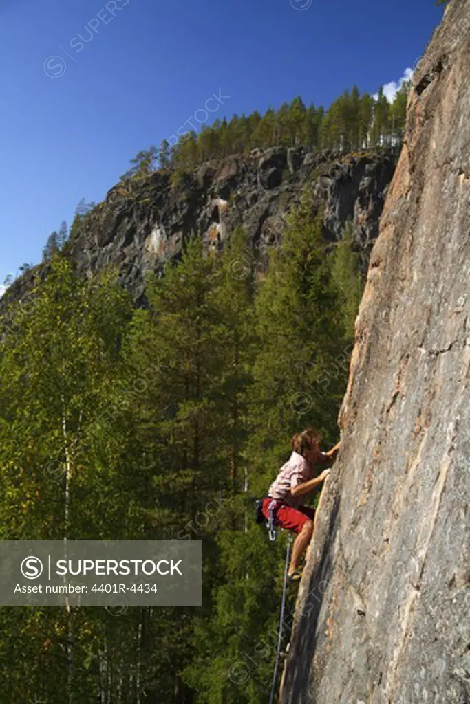Rock climbing, Norrbotten, Sweden.