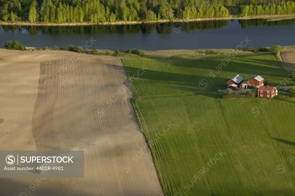 Agricultural landscape, aerial view, Sweden.