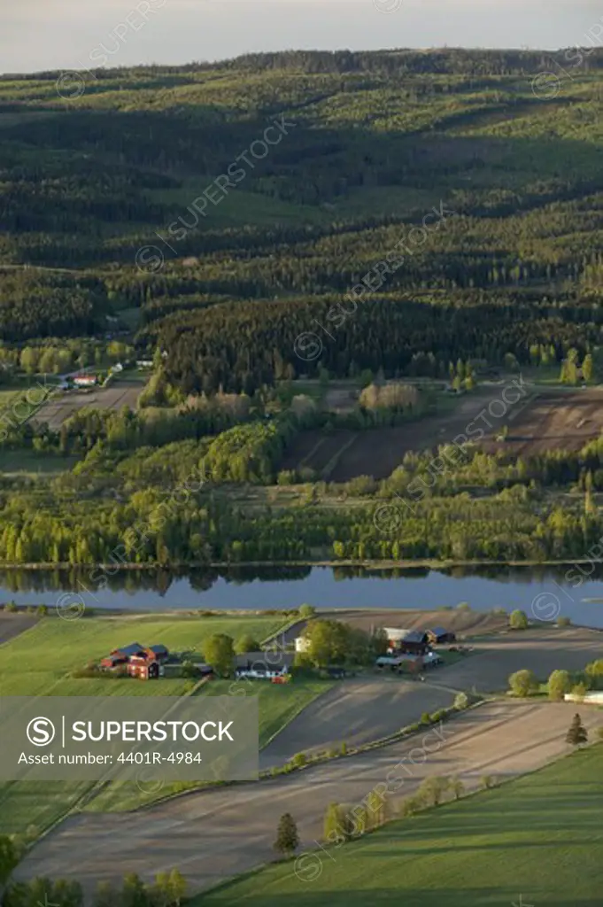 Agricultural landscape, aerial view, Sweden.