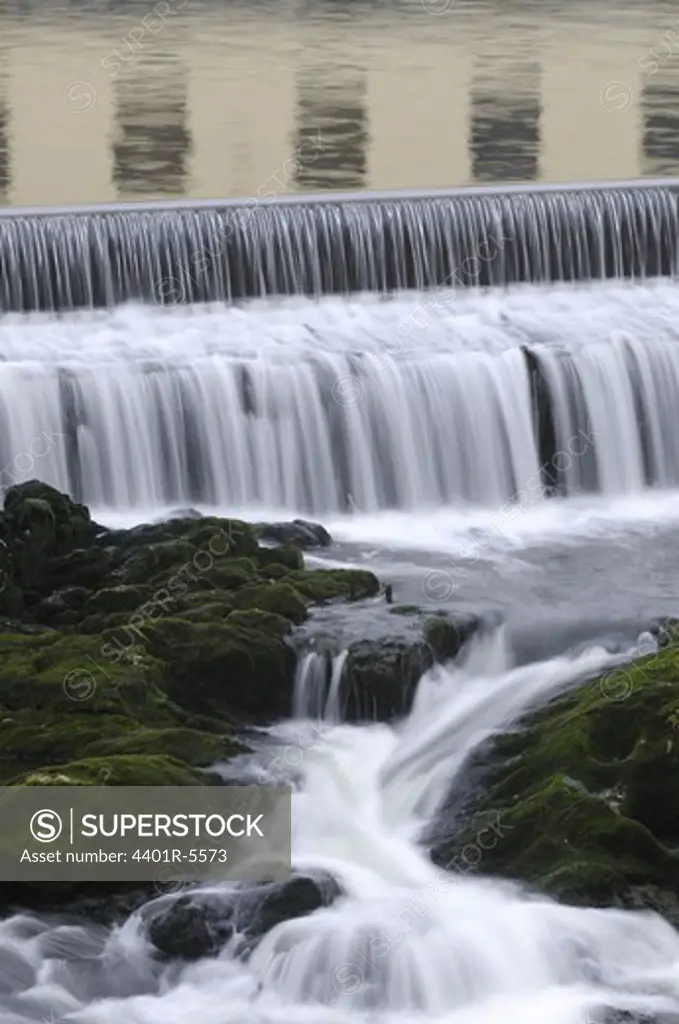 A waterfall in an old industrial area, Norrkoping, Sweden.