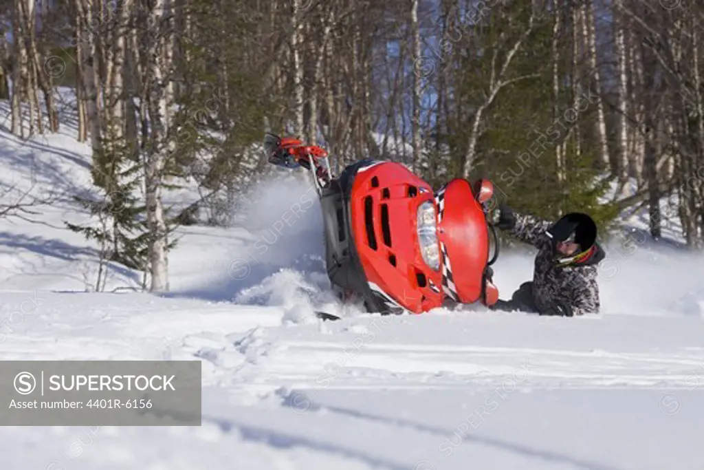 Snowmobile, Jamtland, Sweden.