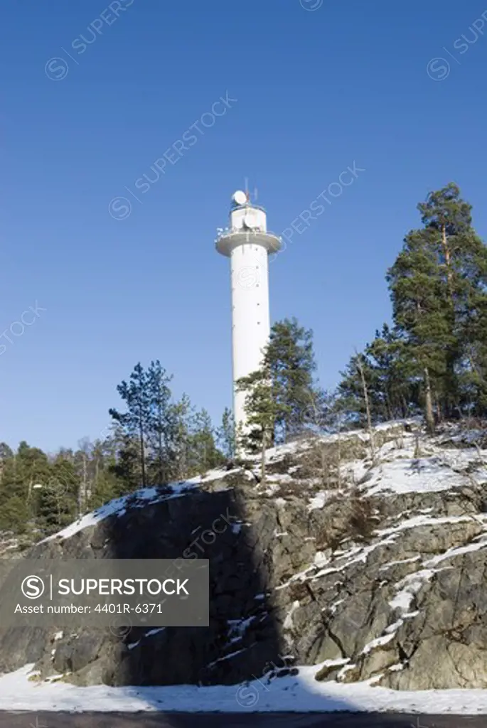 Communication tower on a cliff, Sweden.